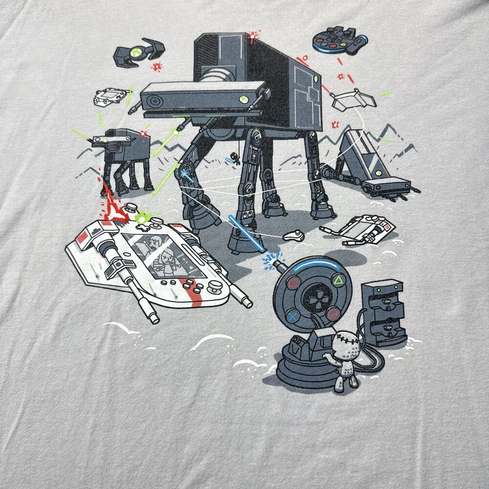 Shirt.woot! Shirt Mens 2XL Gray AT-AT Video Game Star Wars x Groot Sci-Fi Tee